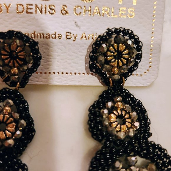 Bohemian Seed Bead & Crystal Long Beaded Chandelier Earrings - Picture 5 of 6